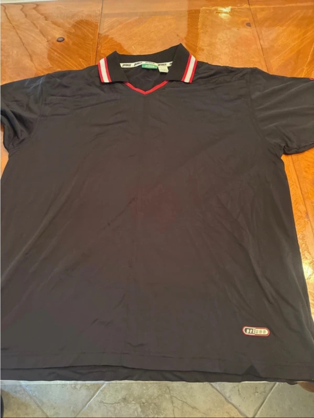 Prince Black Polo with Red and White Trim